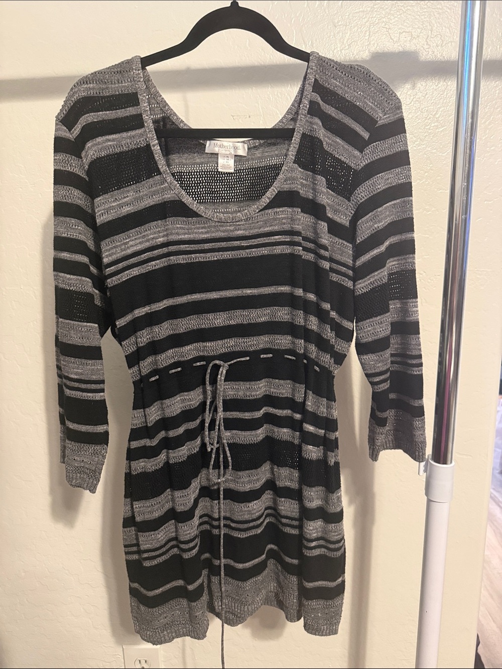 Motherhood Maternity Black & Gray Striped Knit Top